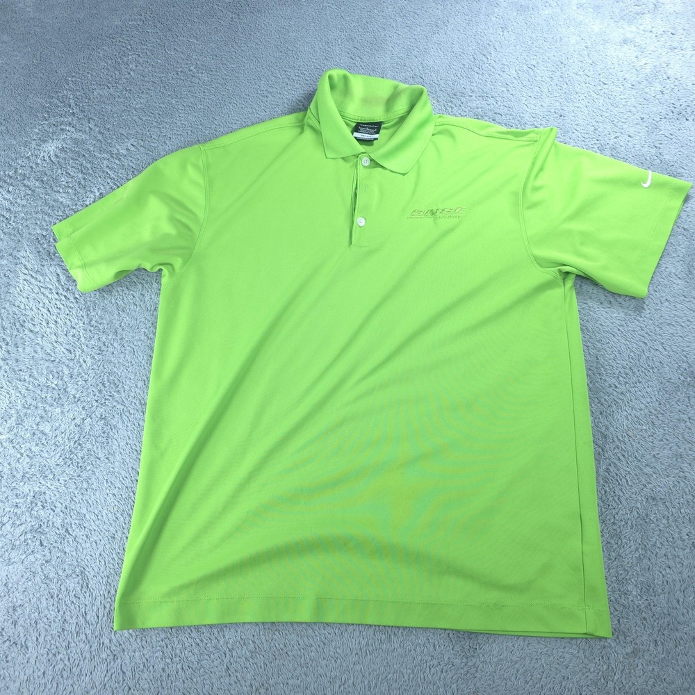Nike Polo Shirt Mens Large Green Dri-FIT BNSF Railway 363807-304